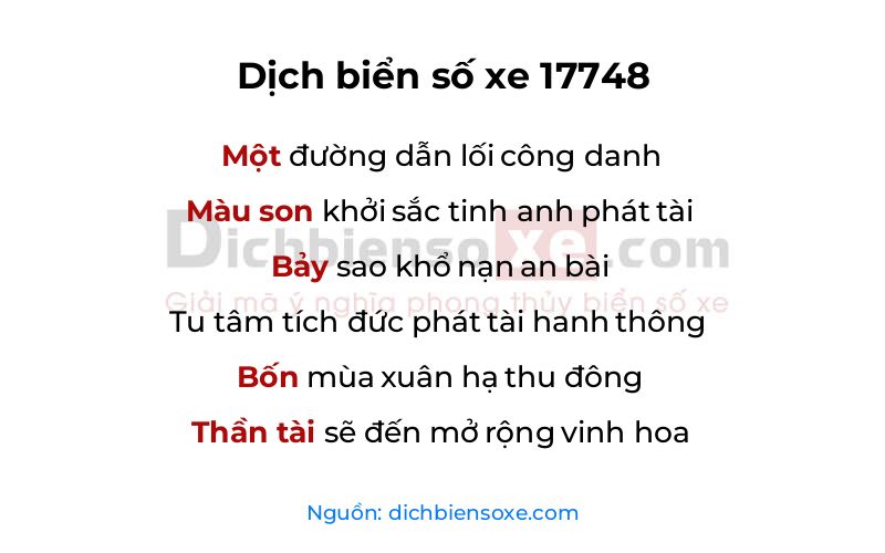 Dịch thơ biển số 17748