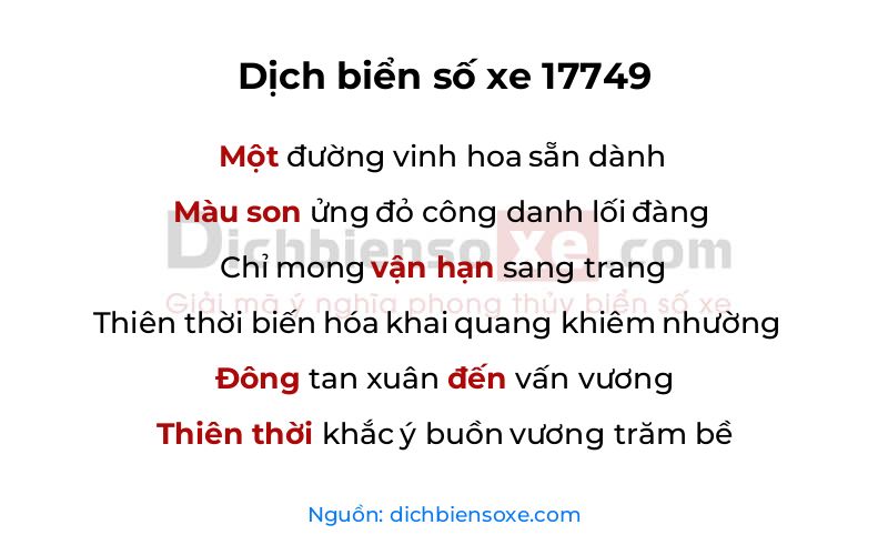 Dịch thơ biển số 17749