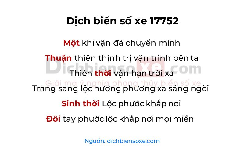 Dịch thơ biển số 17752