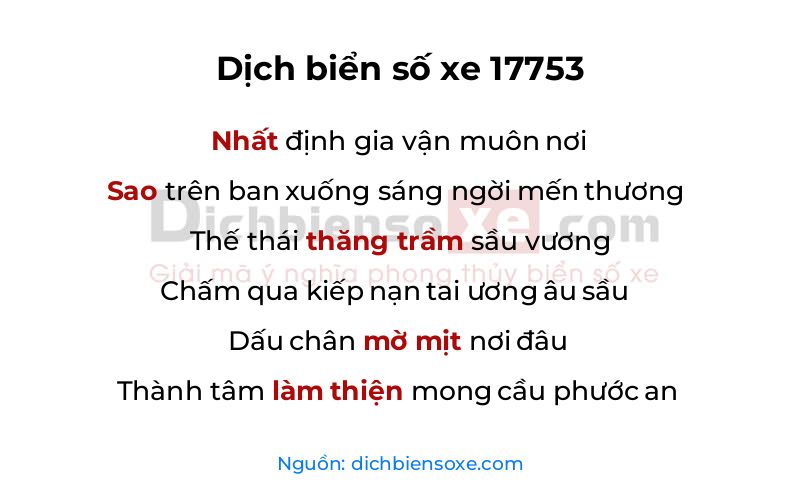 Dịch thơ biển số 17753