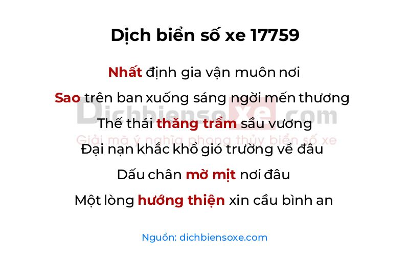 Dịch thơ biển số 17759