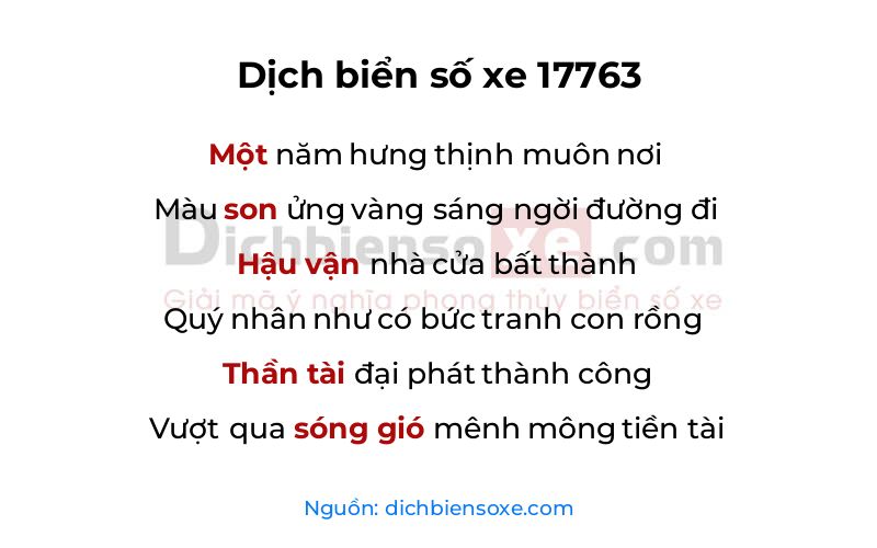 Dịch thơ biển số 17763