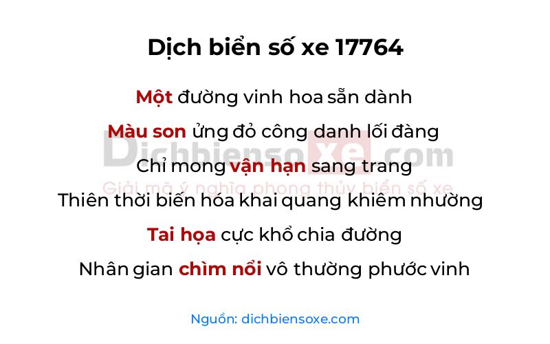 Dịch thơ biển số 17764