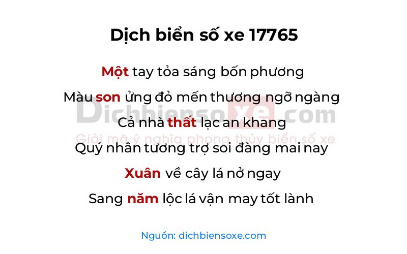 Dịch thơ biển số 17765