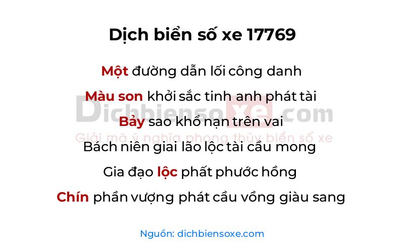 Dịch thơ biển số 17769