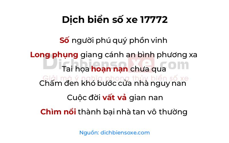 Dịch thơ biển số 17772