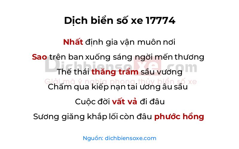 Dịch thơ biển số 17774
