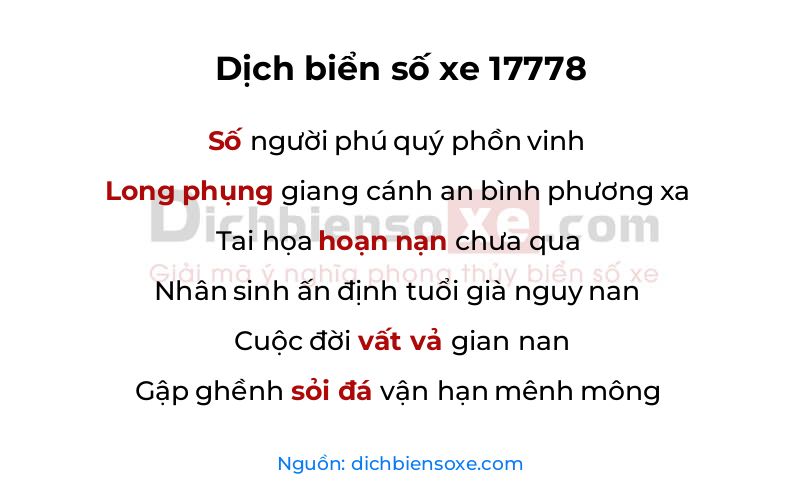 Dịch thơ biển số 17778