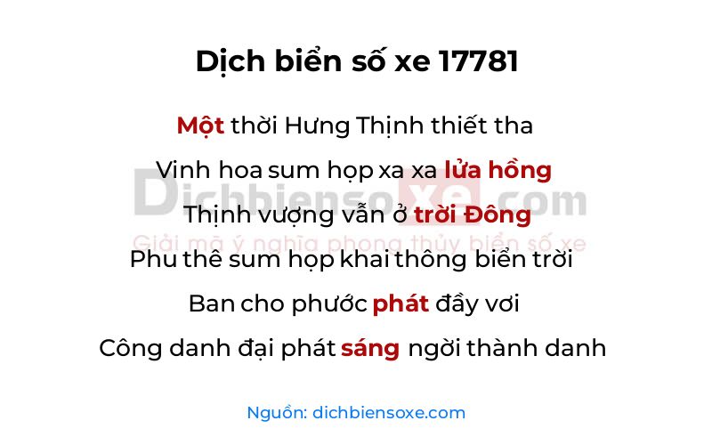 Dịch thơ biển số 17781