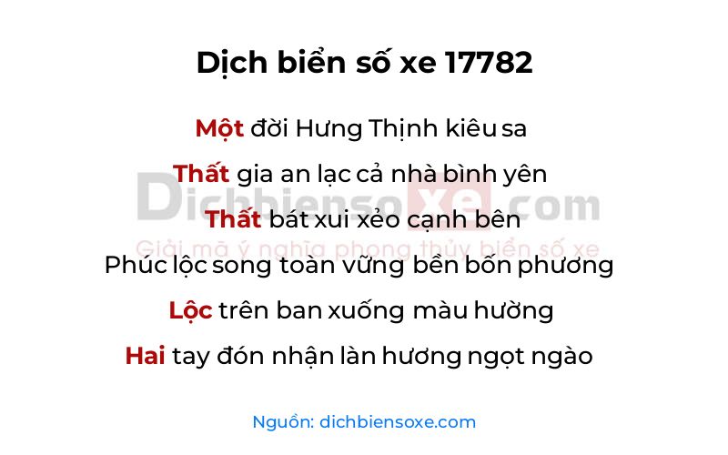 Dịch thơ biển số 17782
