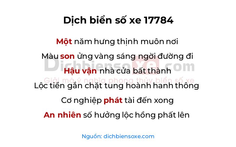 Dịch thơ biển số 17784