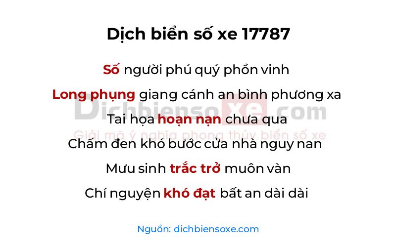 Dịch thơ biển số 17787
