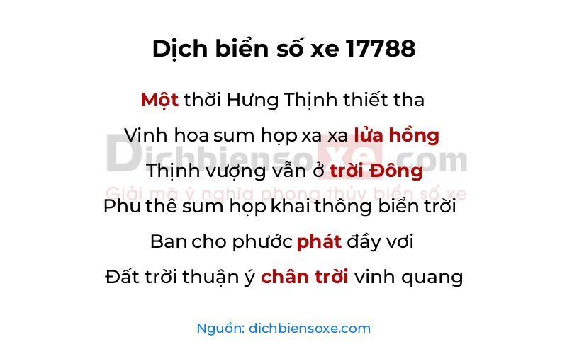 Dịch thơ biển số 17788