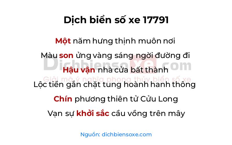 Dịch thơ biển số 17791