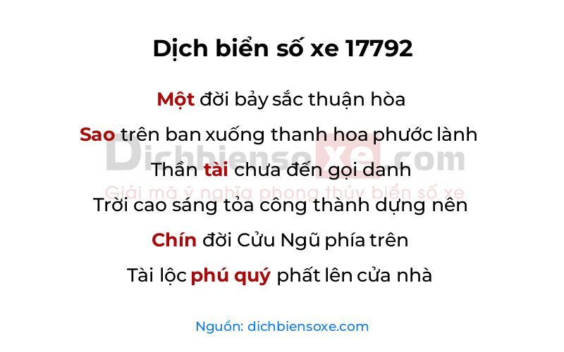 Dịch thơ biển số 17792