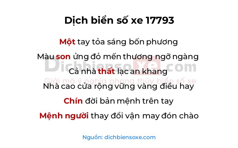 Dịch thơ biển số 17793