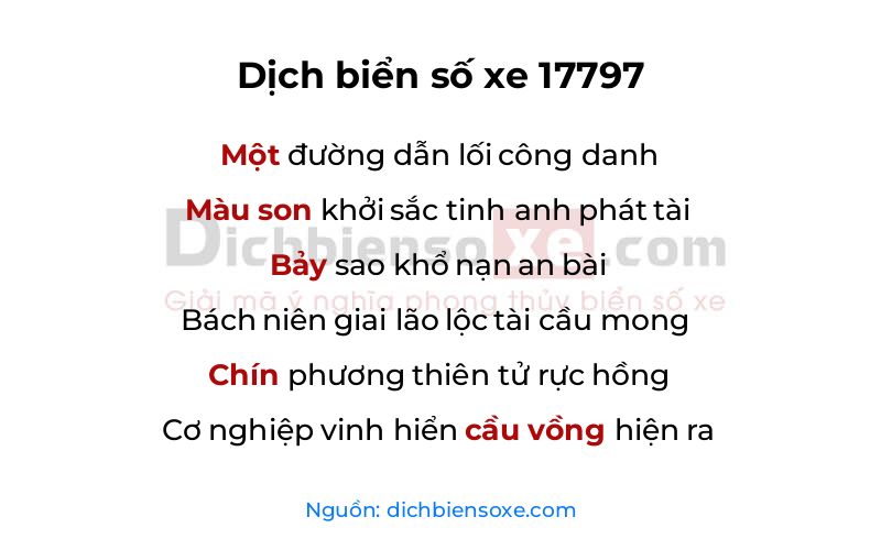 Dịch thơ biển số 17797