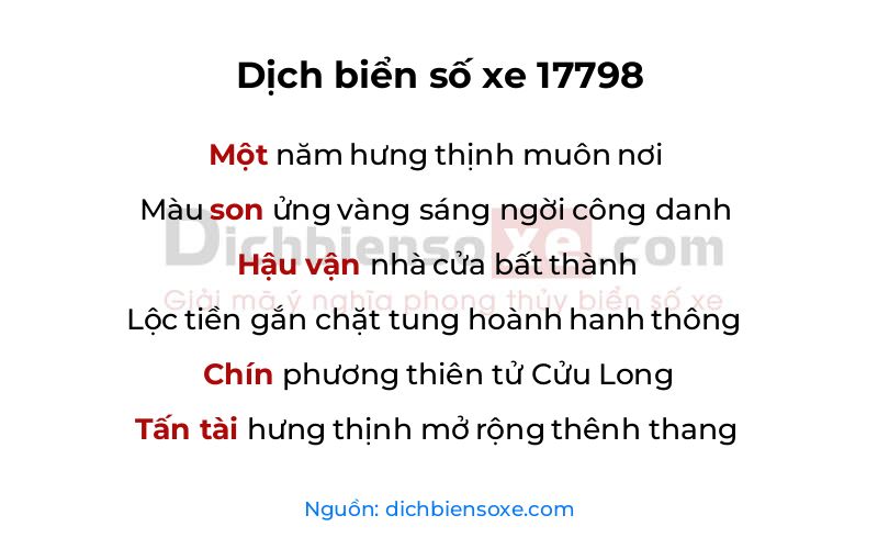 Dịch thơ biển số 17798