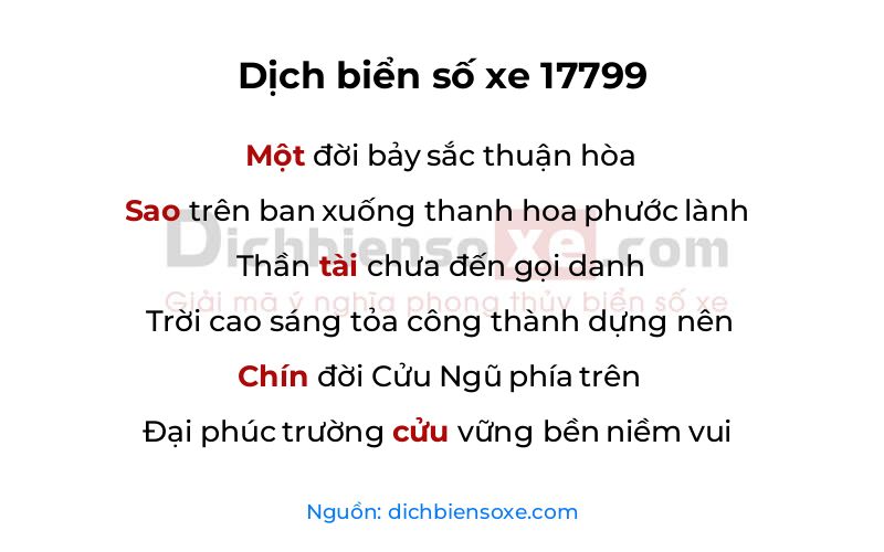 Dịch thơ biển số 17799