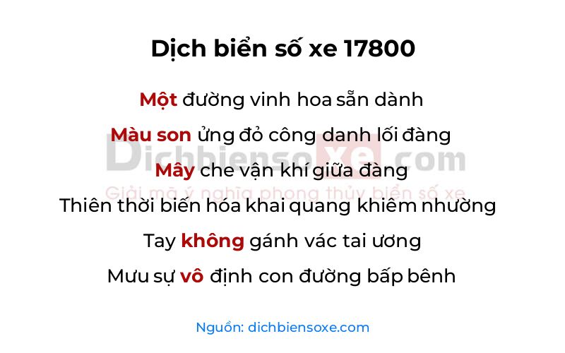 Dịch thơ biển số 17800