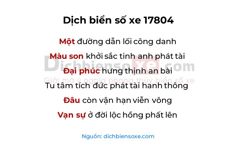 Dịch thơ biển số 17804