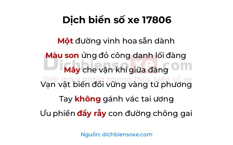 Dịch thơ biển số 17806