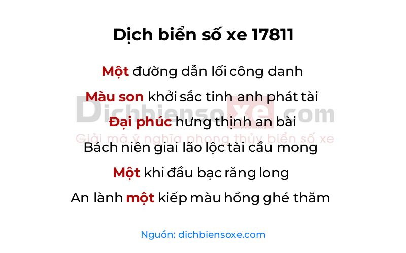 Dịch thơ biển số 17811