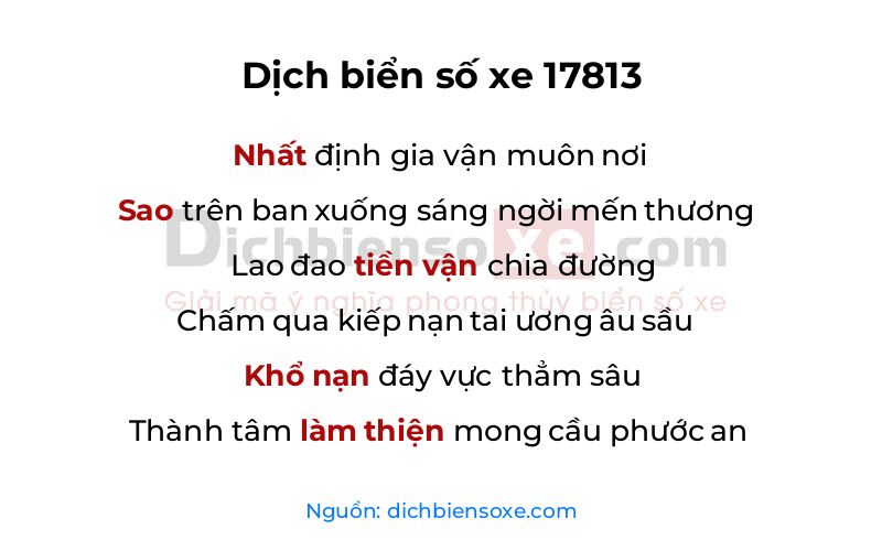 Dịch thơ biển số 17813