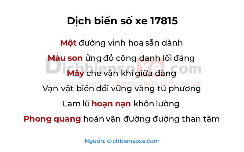 Dịch thơ biển số 17815