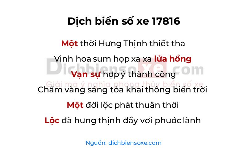 Dịch thơ biển số 17816