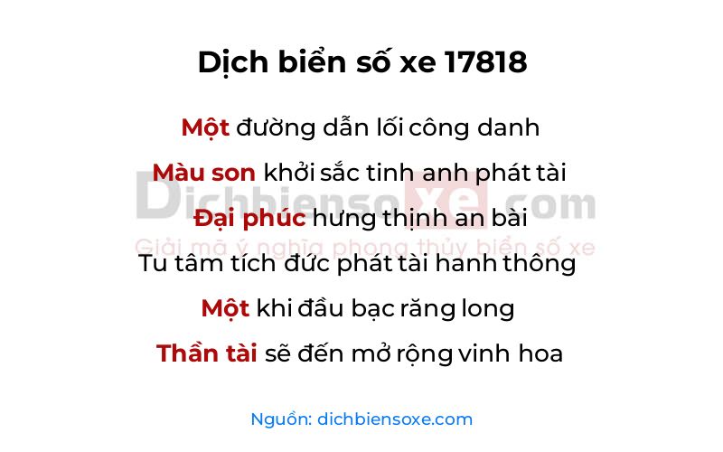 Dịch thơ biển số 17818