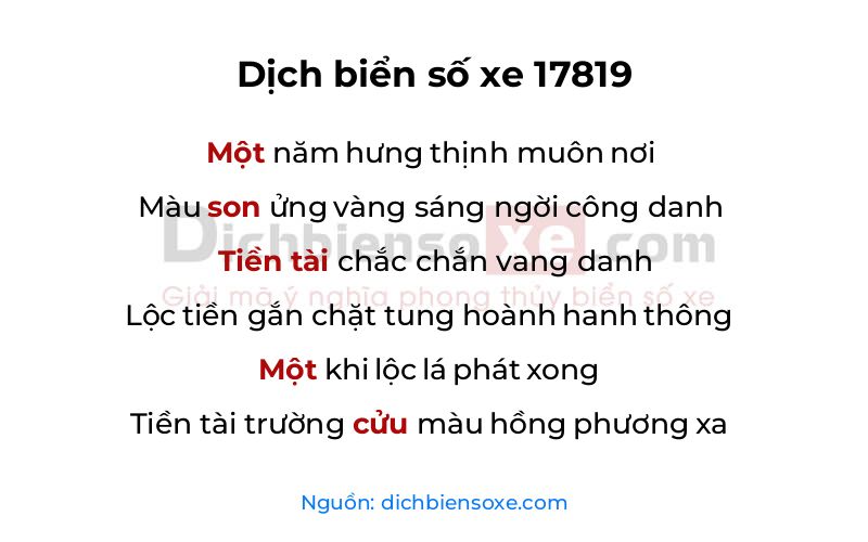 Dịch thơ biển số 17819