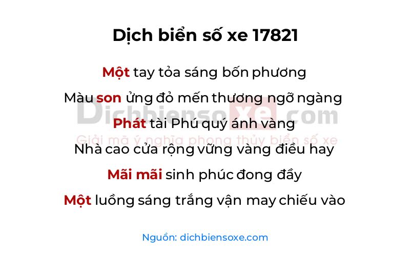 Dịch thơ biển số 17821