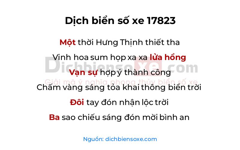 Dịch thơ biển số 17823