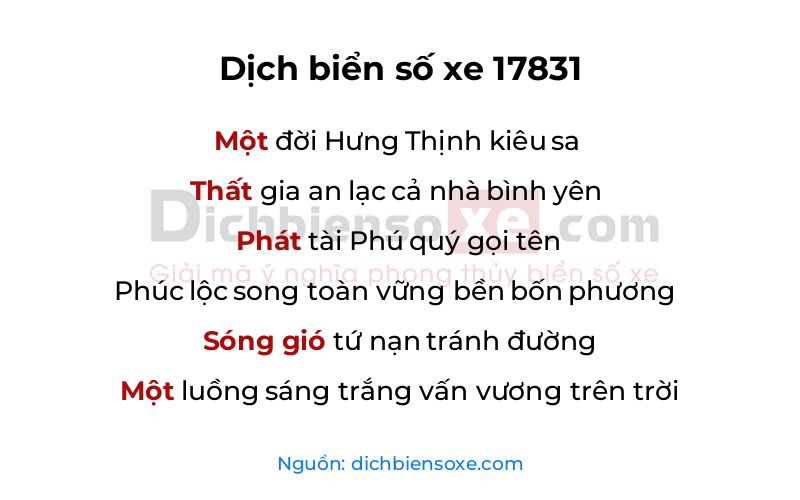 Dịch thơ biển số 17831