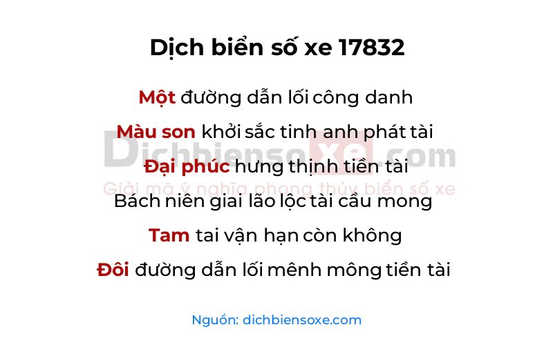 Dịch thơ biển số 17832