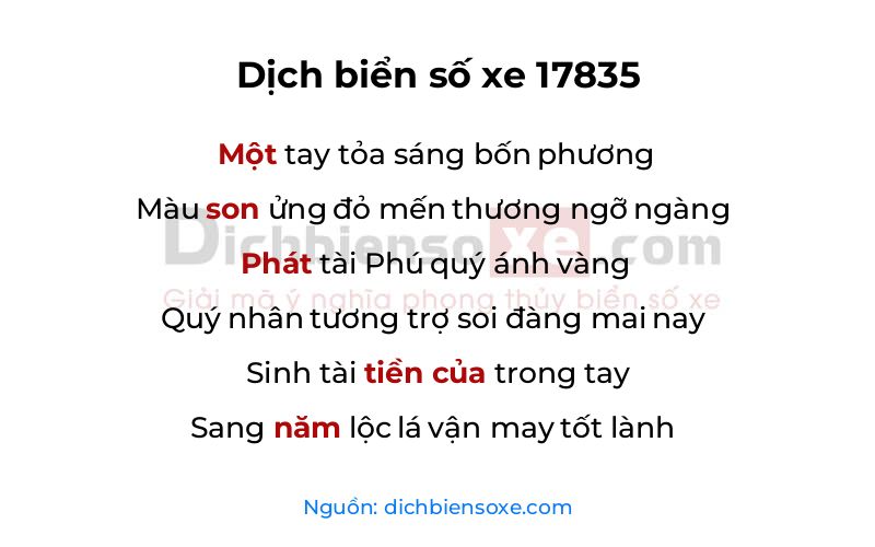 Dịch thơ biển số 17835