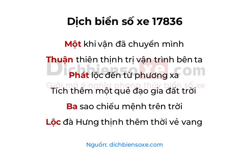Dịch thơ biển số 17836