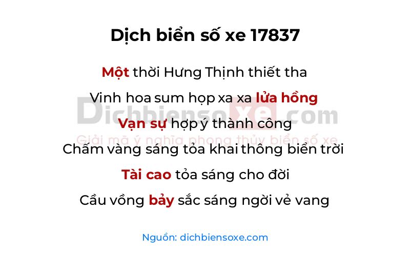 Dịch thơ biển số 17837
