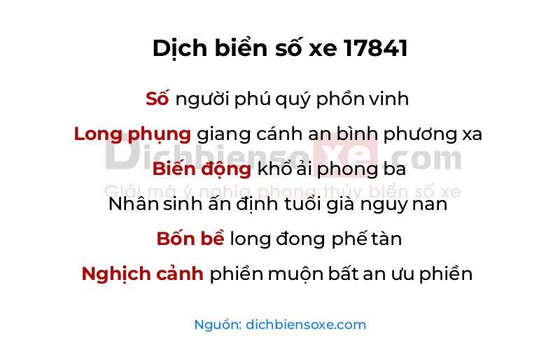 Dịch thơ biển số 17841