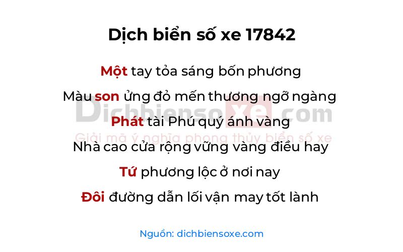 Dịch thơ biển số 17842