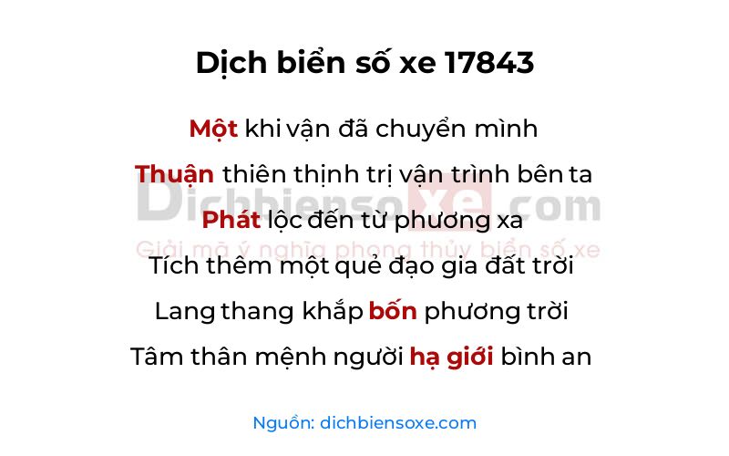 Dịch thơ biển số 17843