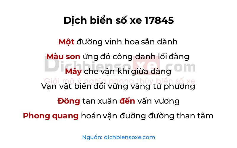 Dịch thơ biển số 17845