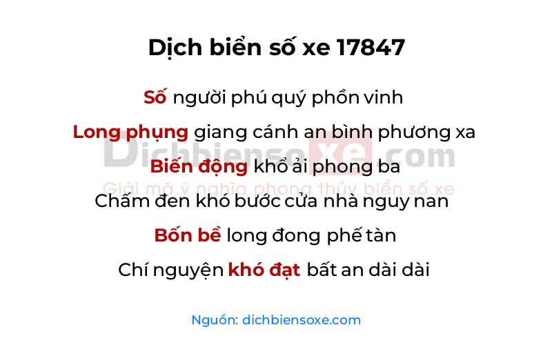 Dịch thơ biển số 17847