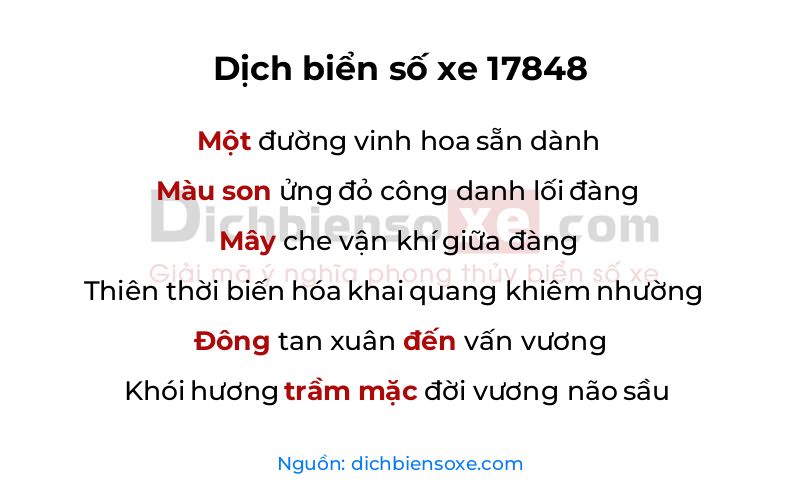 Dịch thơ biển số 17848