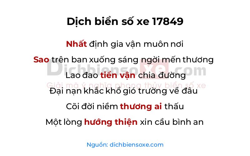 Dịch thơ biển số 17849