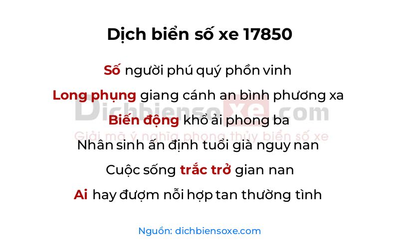 Dịch thơ biển số 17850