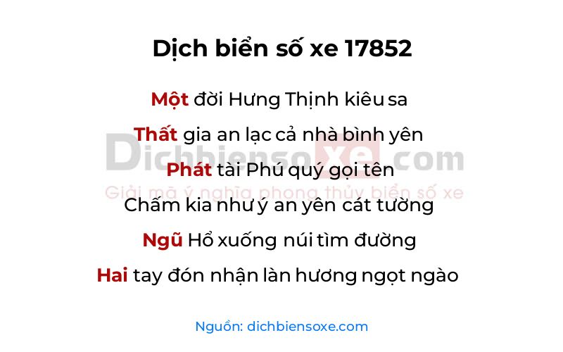 Dịch thơ biển số 17852