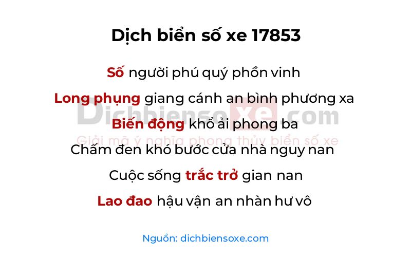 Dịch thơ biển số 17853