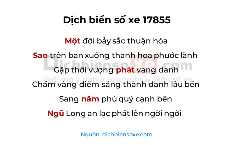 Dịch thơ biển số 17855